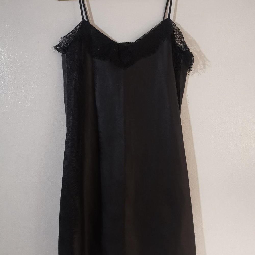 Black Faux Leather Slip Dress